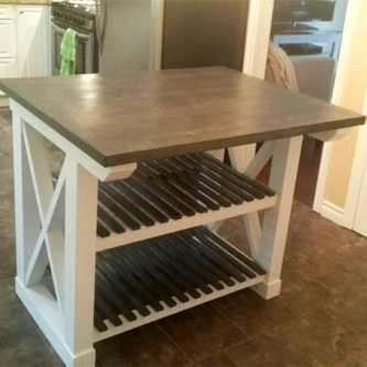 X-Base Kitchen Island with Shelving